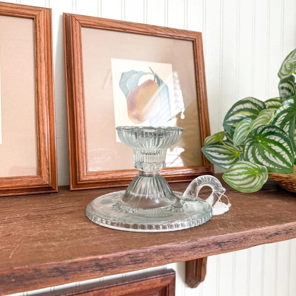 Pressed Glass Candle Holder